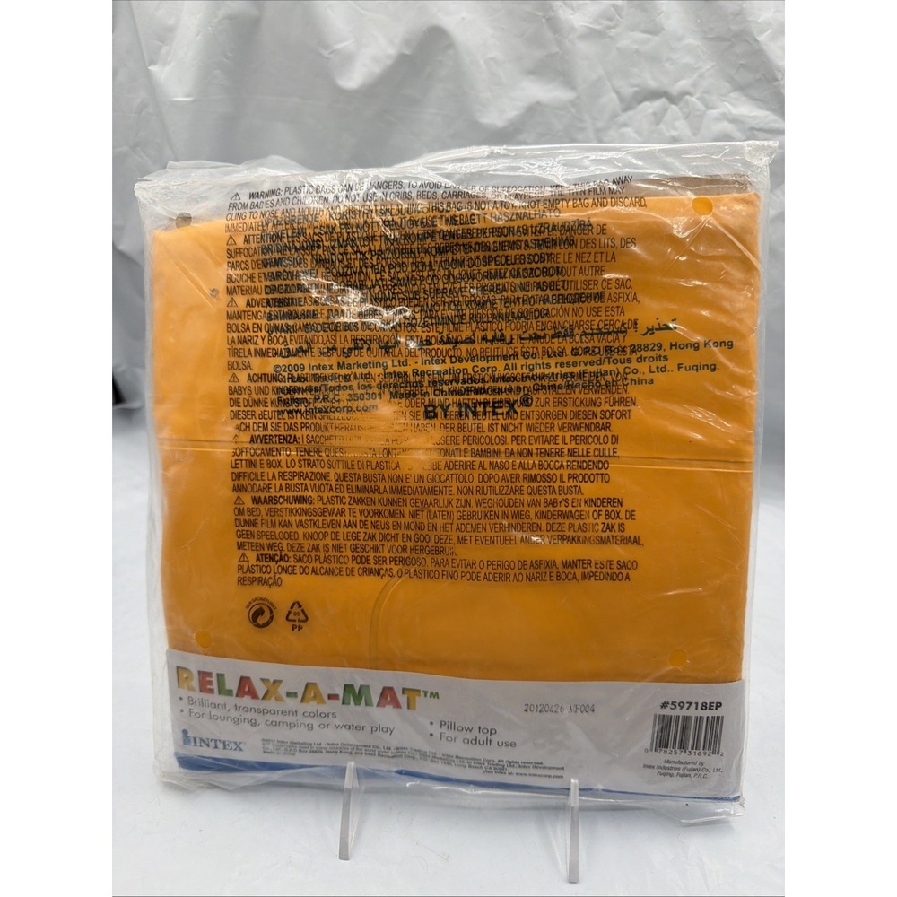 Inflatable Pool Float Bed 72" x 27" Relax-A- Mat Lounge Pool Raft Intex Orange - Picture 6 of 6